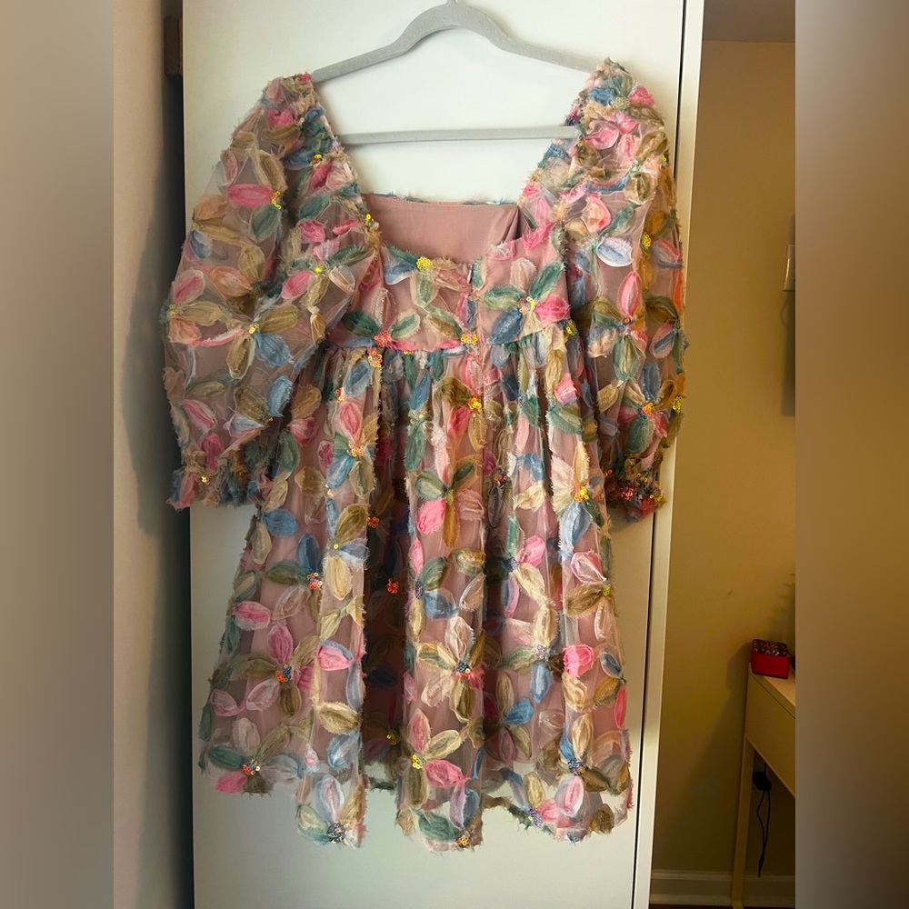 flower puffer sleeves dress